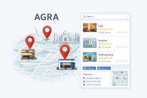 Agra-based local businesses highlighted through maps and search results