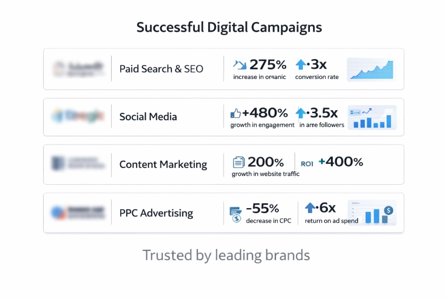 Digital marketing portfolio displaying client campaign results