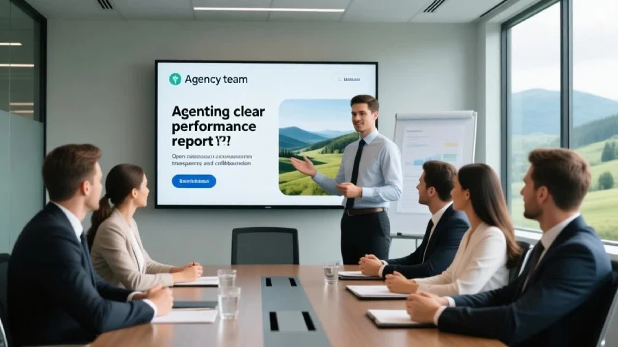Agency presenting marketing report to a client